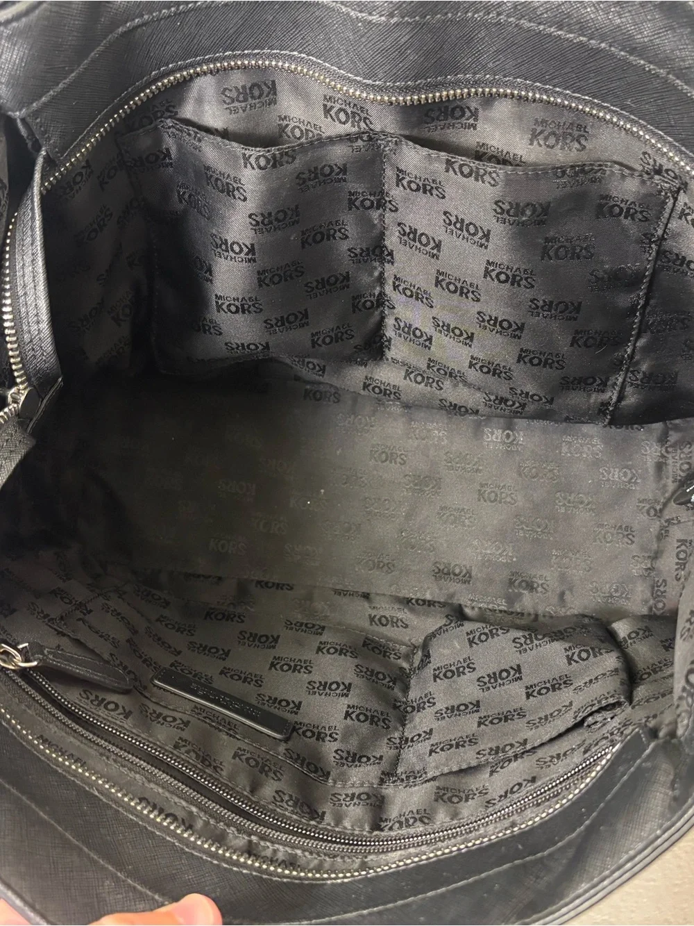 Michael Kors Black Tote with Gold Plate